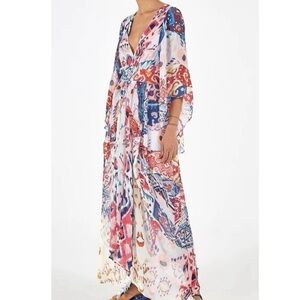 Farm‎ Rio Womens Boboikat Maxi Dress Size S Resort Flowy Lightweight V-Neck